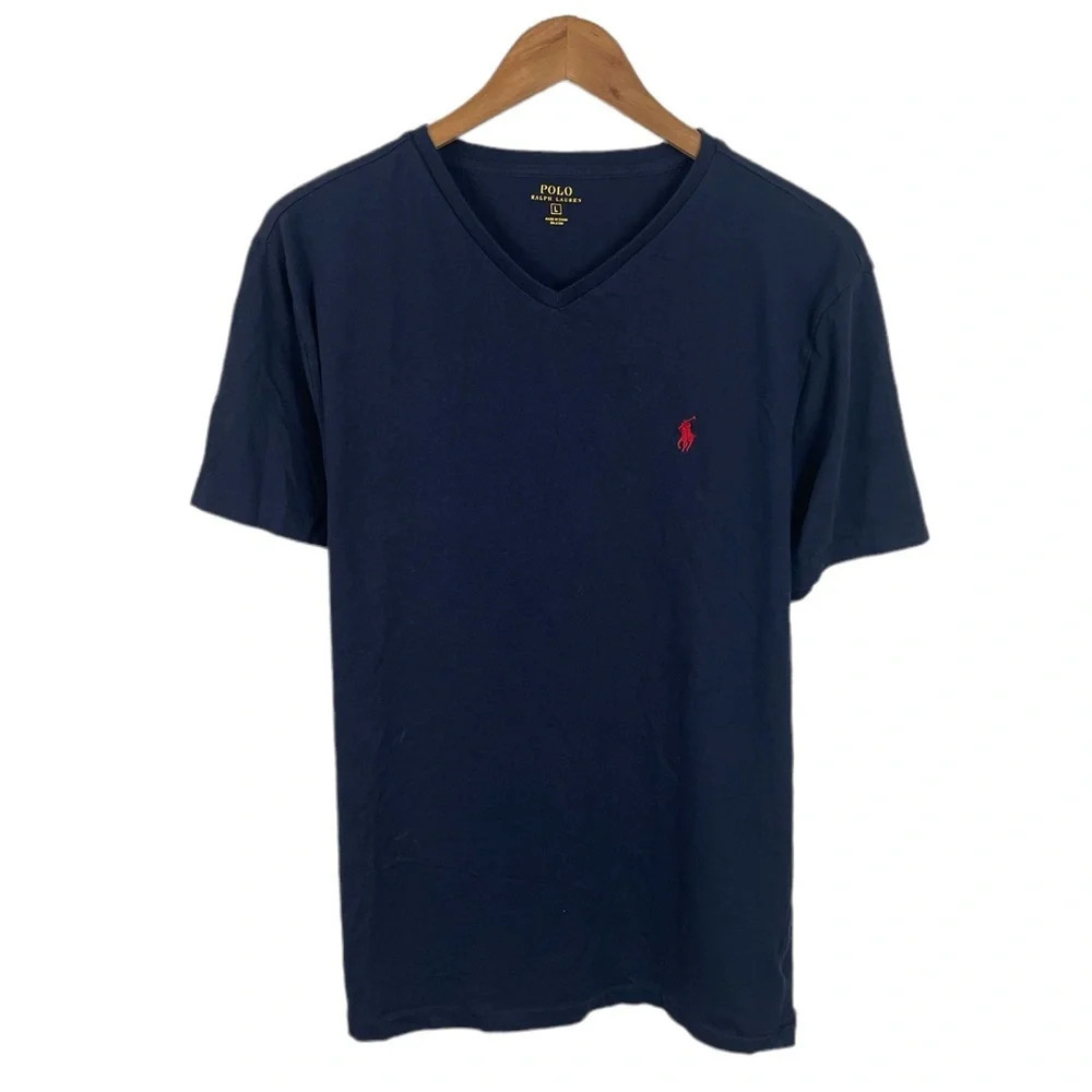 TS313 Mens Polo Ralph Lauren Designer Brand V Neck Logo T Shirt L